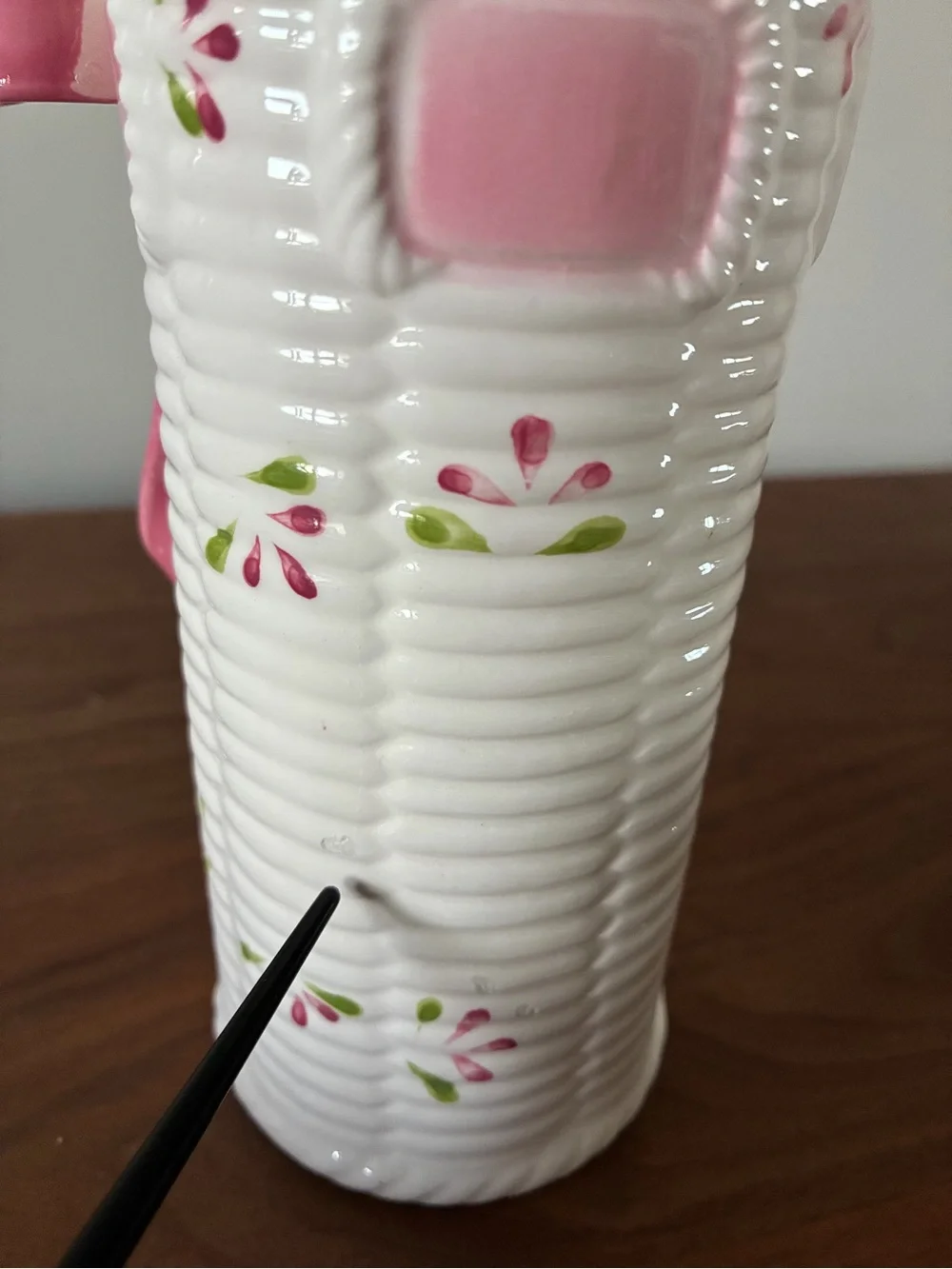 Vintage Pink Bow Ceramic Vase | Coquette Cottagecore Grandmillennial Floral Deco